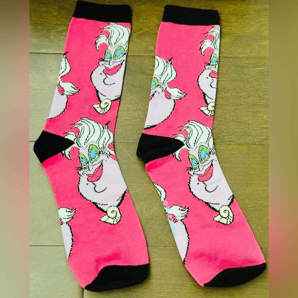 Pink Disney Villains Ursula Character Crew Socks size 9-13